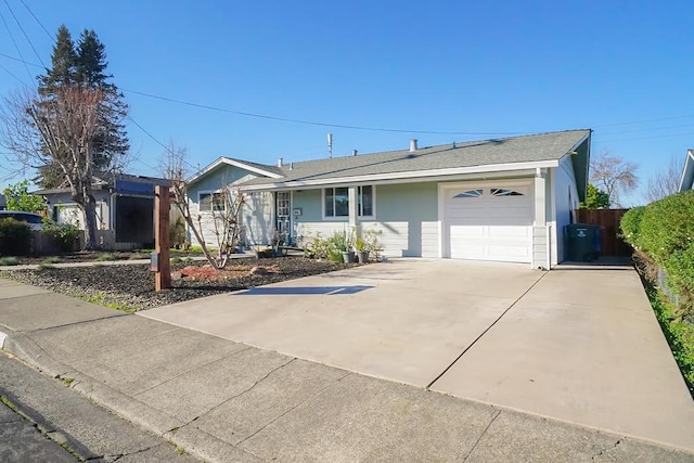 single story home with a garage