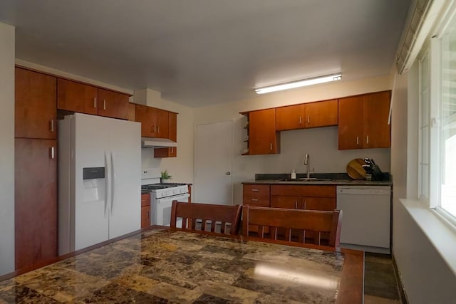 kitchen with white appliances and sink