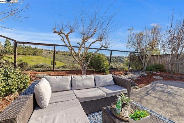 view of patio with an outdoor living space