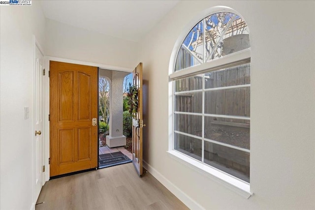 foyer with light hardwood / wood-style flooring