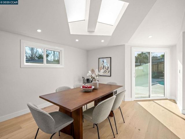 dining space featuring light hardwood / wood-style floors