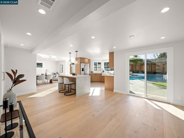 living room featuring light hardwood / wood-style floors