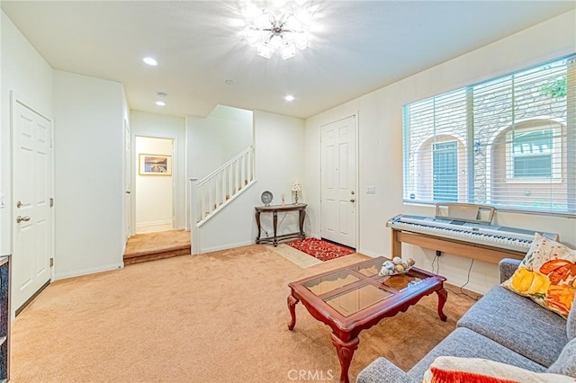 living room featuring carpet floors