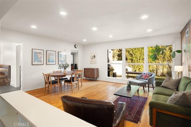 living room with wood-type flooring