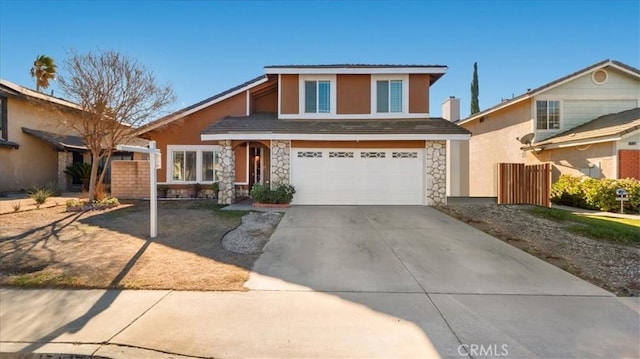 view of front property with a garage