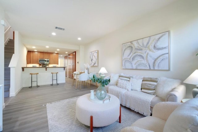 living room featuring light hardwood / wood-style flooring