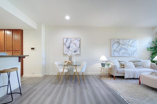 living room with light hardwood / wood-style flooring