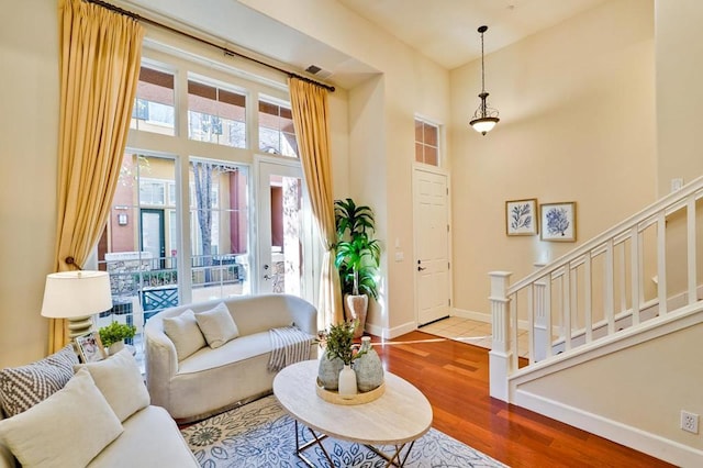 living room with wood-type flooring