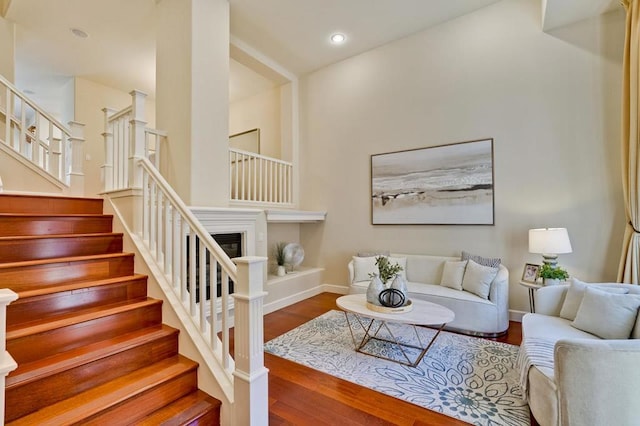 living room with hardwood / wood-style flooring