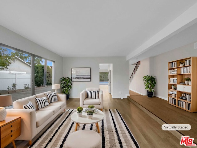 living room with hardwood / wood-style floors