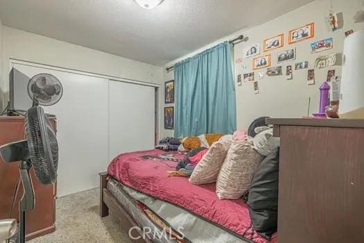 carpeted bedroom with a closet