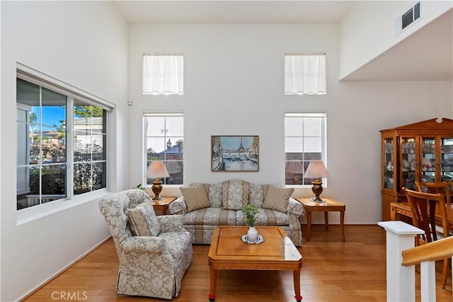 living room with light wood-type flooring