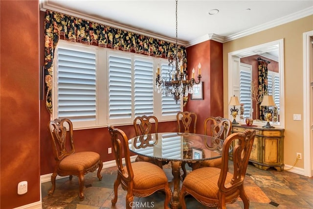 dining room with ornamental molding