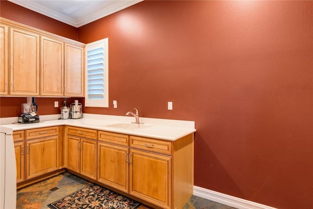 kitchen with sink and crown molding