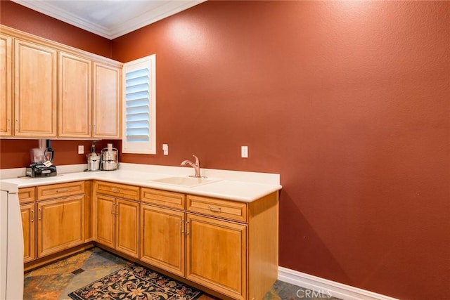 650 Crystal Mountain Cir, Riverside, CA 92506 - kitchen featuring a sink, light countertops, and crown molding