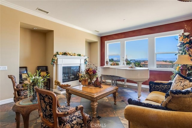 interior space with crown molding