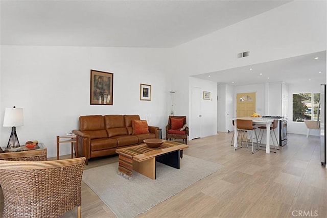 living room featuring light hardwood / wood-style floors