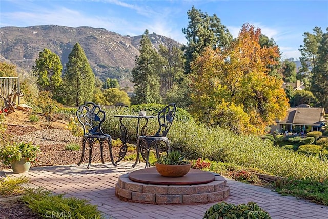 exterior space featuring a mountain view