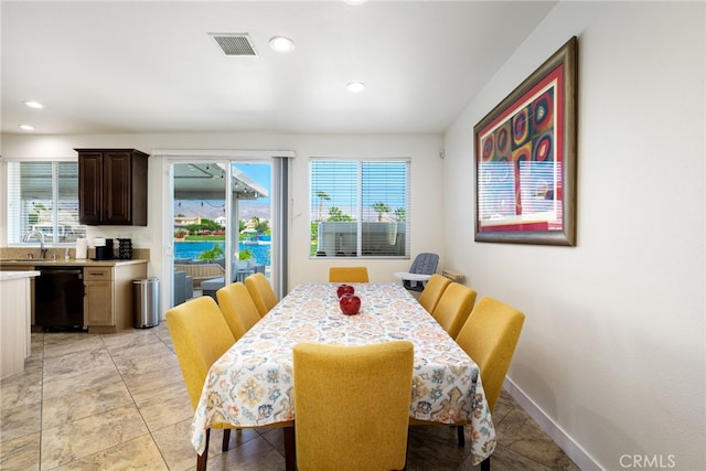 dining room with sink