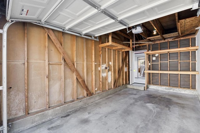 garage with a garage door opener