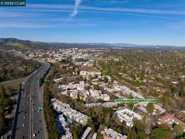 bird's eye view featuring a mountain view