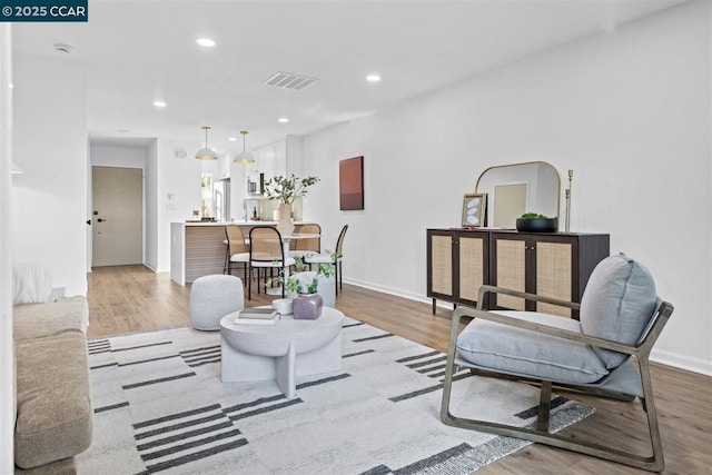 living room featuring light hardwood / wood-style floors