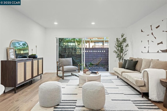 living room featuring light hardwood / wood-style floors