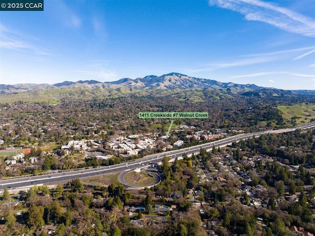 aerial view featuring a mountain view