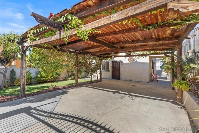 view of patio with a pergola