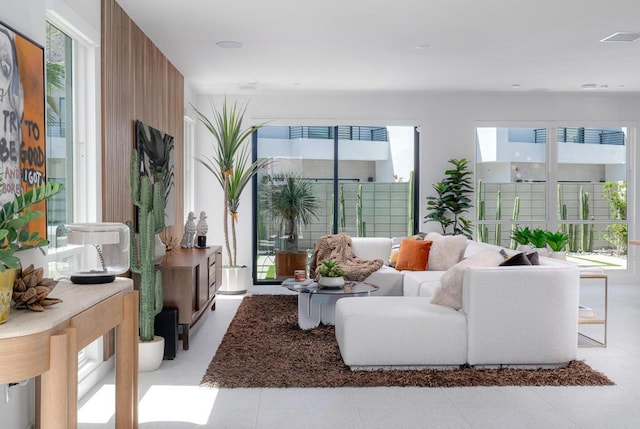 view of tiled living room