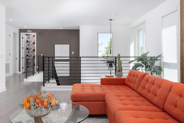 living room with hardwood / wood-style floors