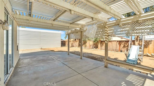 view of patio / terrace featuring a pergola