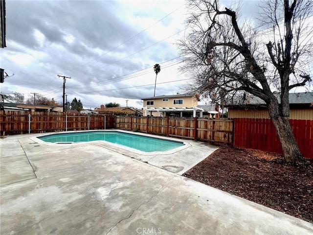 view of pool with a patio, a fenced backyard, and a fenced in pool