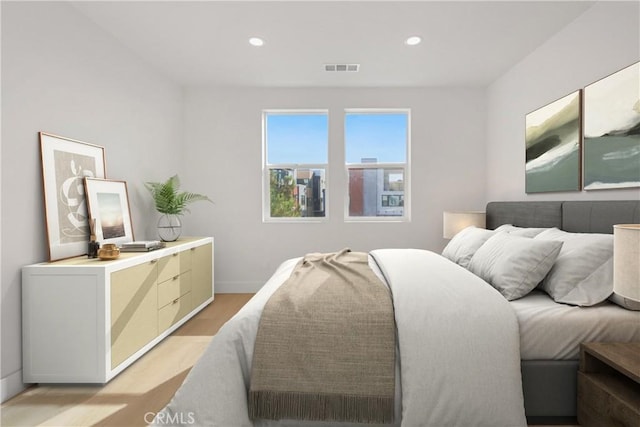 bedroom featuring light wood-type flooring