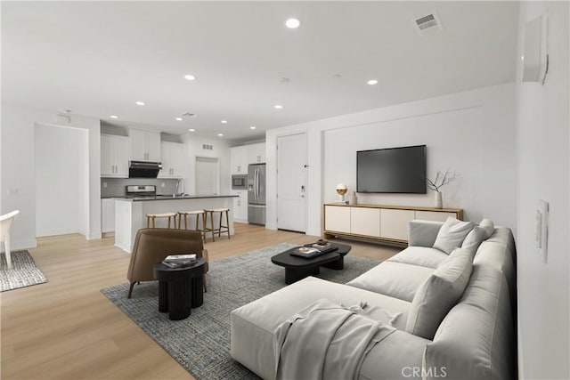 living room featuring light hardwood / wood-style floors