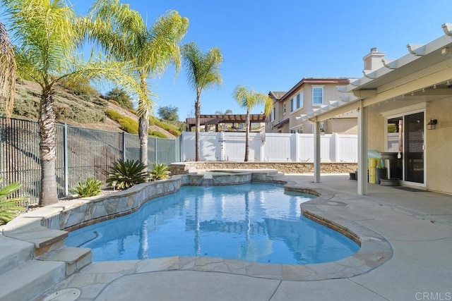 view of pool featuring a pergola and a patio area