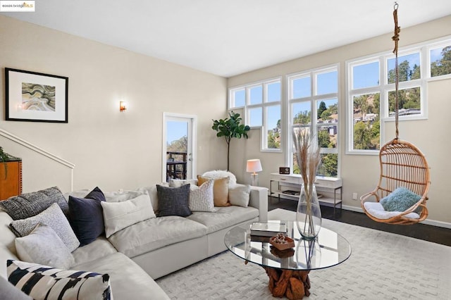 living room featuring wood-type flooring