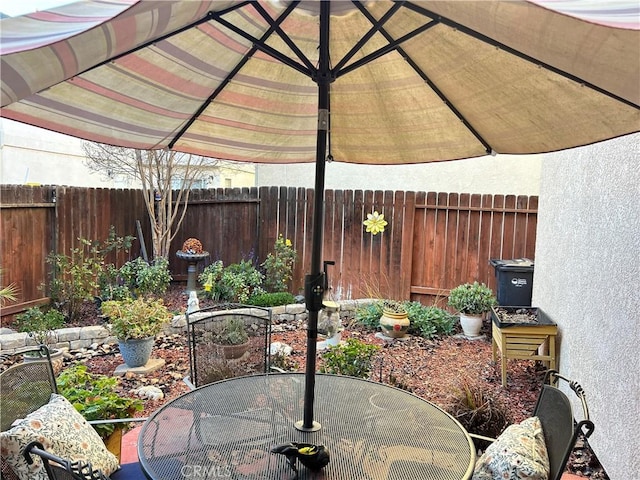 view of patio with a fenced backyard