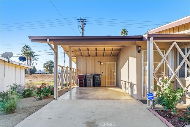 exterior space with a carport