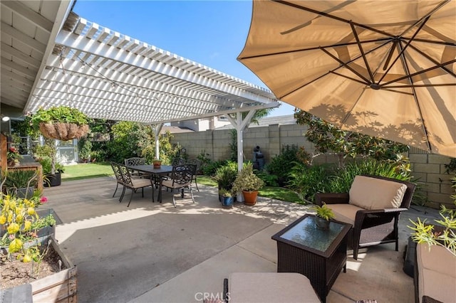 view of patio / terrace featuring a pergola