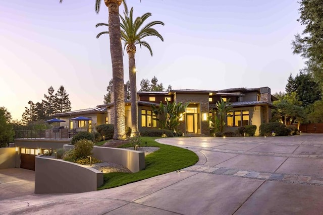 view of prairie-style home