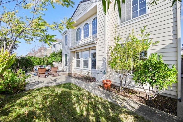 back of house featuring a patio area and a yard