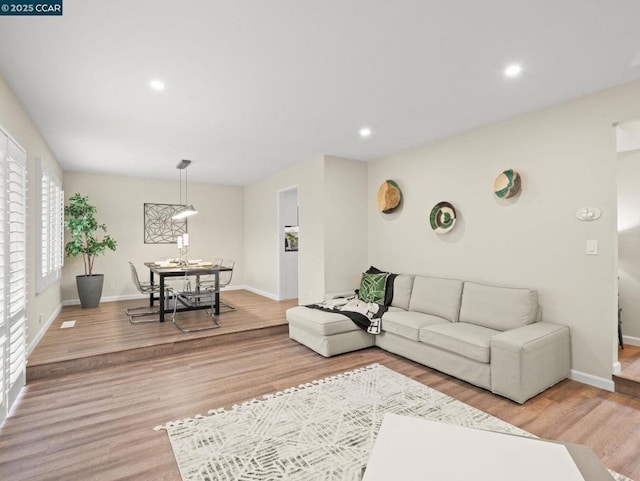 living room featuring light hardwood / wood-style floors