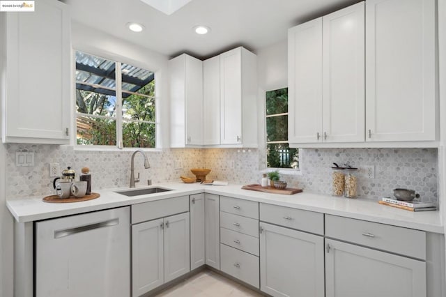 kitchen with sink, backsplash, and dishwasher