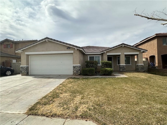 view of front of house with a garage and a front yard