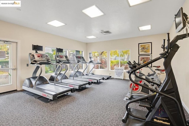 gym featuring carpet