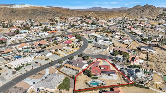 drone / aerial view with a mountain view