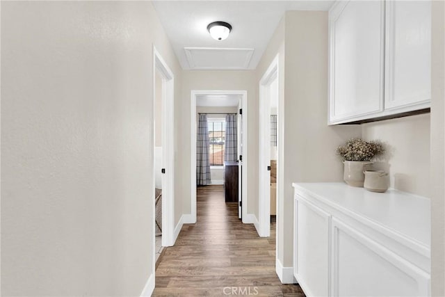 hall featuring dark hardwood / wood-style flooring