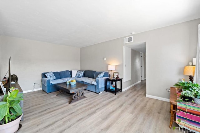 living room featuring light hardwood / wood-style flooring