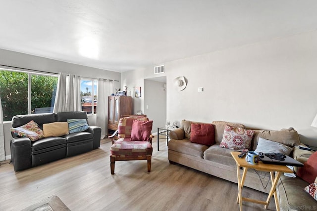 living room featuring light hardwood / wood-style floors